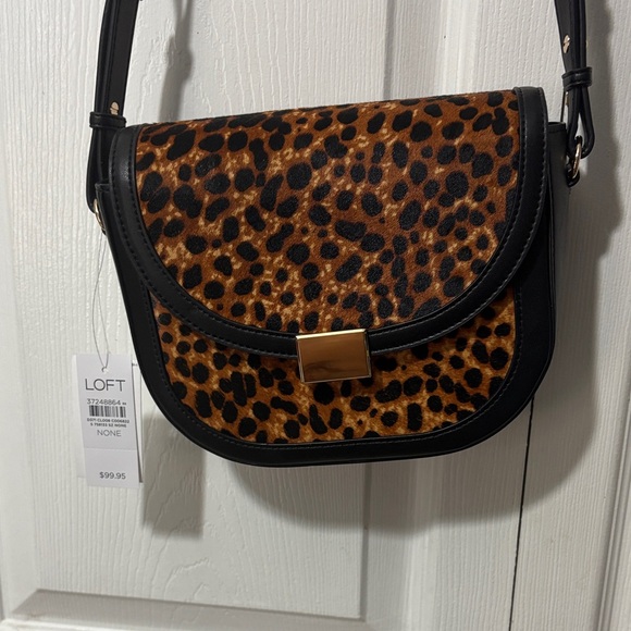 LOFT Animal Print Crossbody Bag with Black Trim - Picture 1 of 5